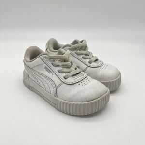 Puma Toddler's White Leather Low Top Sneakers, Size 7C Kids' Shoes